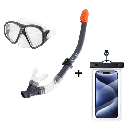 INTEX® Masque et Tuba AQUA FLOW + Pochette Waterproof Gratuite